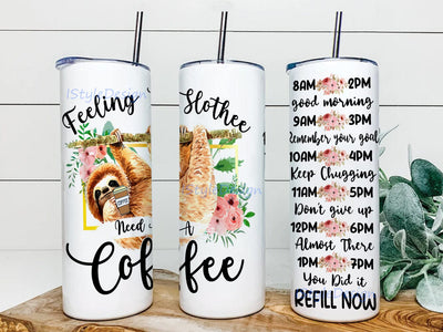 Sloth I Need Coffee 20oz Skinny Tumbler Png, Sloth Tumbler, Sloth Coffee Travel Tumbler, Sloth Stainless Steel Tumbler, Baby Sloth Tumbler Sublimation iStyleDesign 