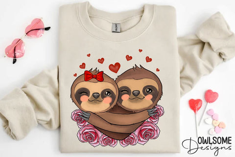 Sloth Love Valentine PNG Sublimation Sublimation Owlsome.Designs 