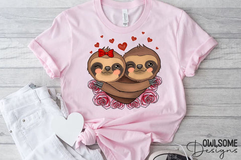 Sloth Love Valentine PNG Sublimation Sublimation Owlsome.Designs 