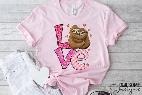 Sloth Love Valentine PNG Sublimation Sublimation Owlsome.Designs 