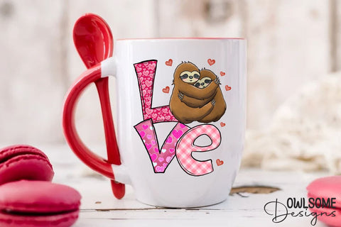 Sloth Love Valentine PNG Sublimation Sublimation Owlsome.Designs 