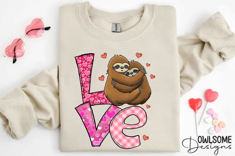 Sloth Love Valentine PNG Sublimation Sublimation Owlsome.Designs 