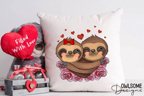 Sloth Love Valentine PNG Sublimation Sublimation Owlsome.Designs 