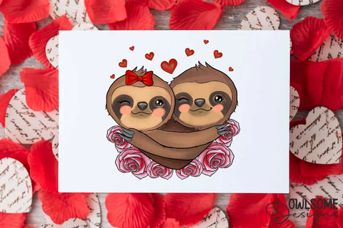 Sloth Love Valentine PNG Sublimation Sublimation Owlsome.Designs 