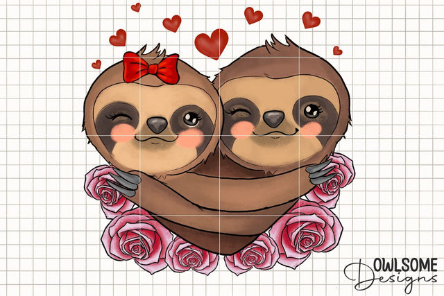 Sloth Love Valentine PNG Sublimation Sublimation Owlsome.Designs 