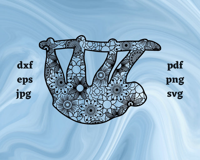 Sloth Mandala SVG Cut File SVG Northern Light SVG 