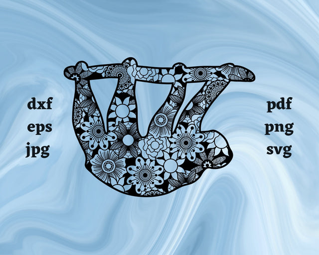 Sloth Mandala SVG Cut File SVG Northern Light SVG 