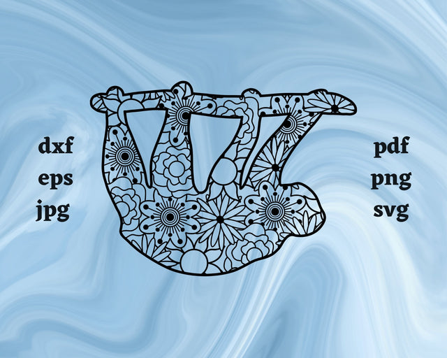 Sloth Mandala SVG Cut File SVG Northern Light SVG 