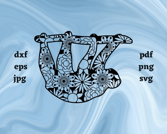 Sloth Mandala SVG Cut File SVG Northern Light SVG 