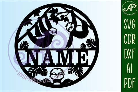 Sloth name sign svg laser cut template SVG APInspireddesigns 