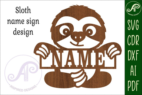 Sloth Nursery name sign svg laser cut template SVG APInspireddesigns 
