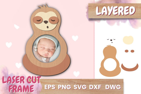 Sloth Photo Frame SVG| Papercut animals | Shadowbox SVG SvgOcean 