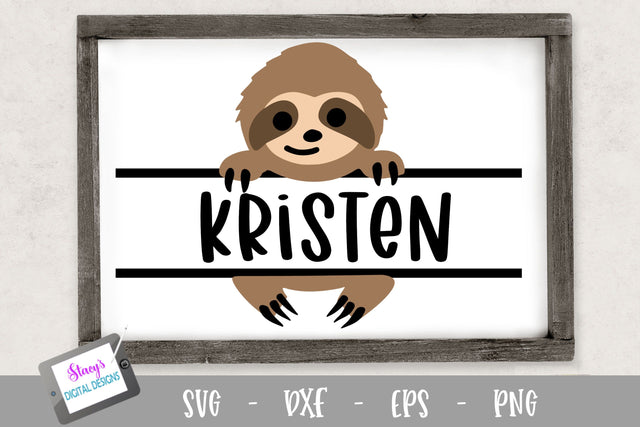 Sloth Split Monogram Design SVG Stacy's Digital Designs 