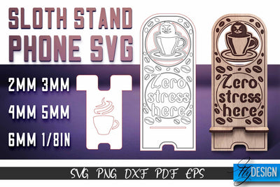 Sloth Stand Phone SVG | SVG Design SVG Fly Design 
