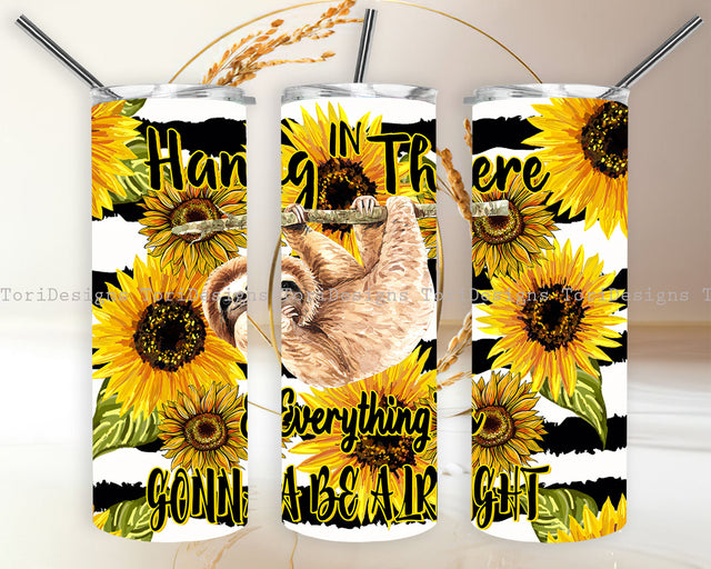 Sloth Sunflower Tumbler Sublimation Design Sublimation ToriDesigns 