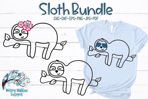 Sloth SVG Bundle SVG Wispy Willow Designs 