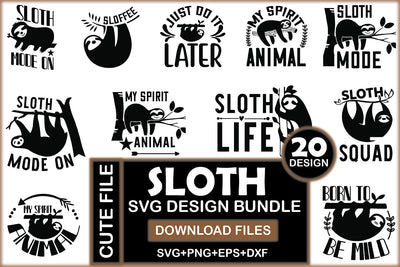 Sloth SVG Design Bundle SVG Rupkotha 
