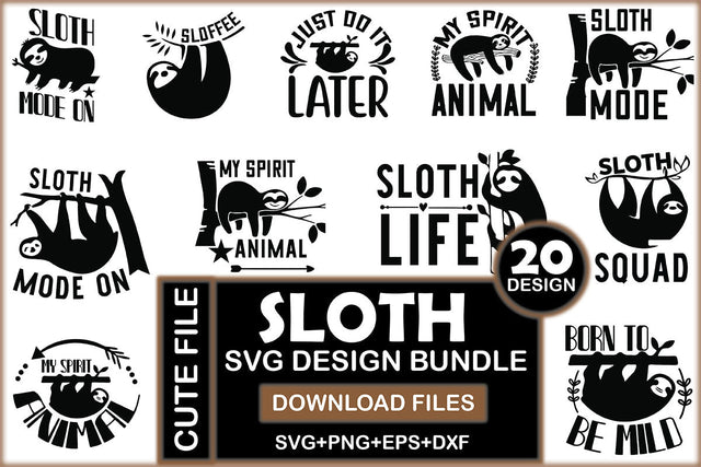 Sloth SVG Design Bundle SVG Rupkotha 