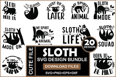 Sloth SVG Design Bundle SVG Rupkotha 