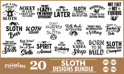 Sloth SVG Designs Bundle SVG PatternFeed8 