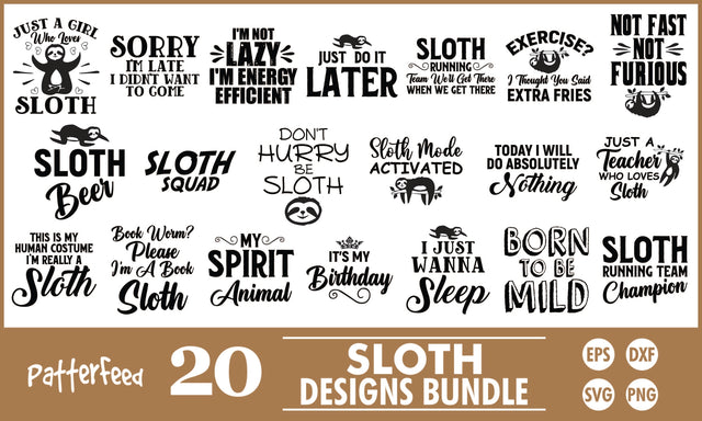 Sloth SVG Designs Bundle SVG PatternFeed8 