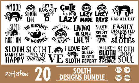 Sloth SVG Designs Bundle SVG PatternFeed8 