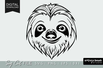 Sloth SVG | Funny Sloth Face SVG | Cute Animals Cut File SVG OrangeBrushStudio 