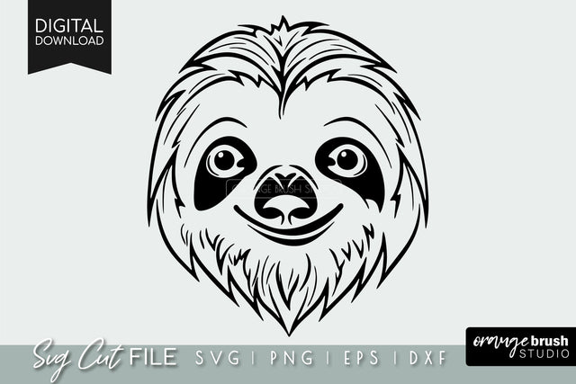 Sloth SVG | Funny Sloth Face SVG | Cute Animals Cut File SVG OrangeBrushStudio 