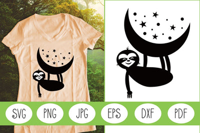 Sloth SVG | Moon SVG | Cute Sloth SVG SVG Angel Lynne Designs 