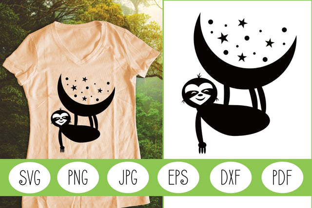 Sloth SVG | Moon SVG | Cute Sloth SVG SVG Angel Lynne Designs 