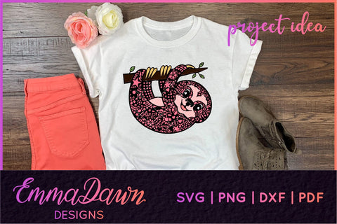 Sloth SVG | Zentangle Sloth Cut File SVG Emma Dawn Designs 