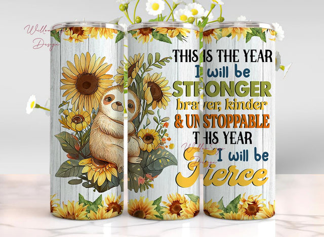 Sloth Tumbler Sublimation Design, 20 oz Skinny Tumbler PNG, Floral Sloth Tumbler Wrap Sublimation WillowSageDesign 
