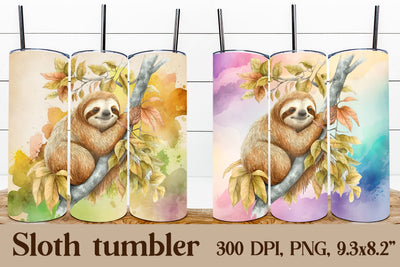 Sloth tumbler wrap | Animal tumbler design Sublimation Svetana Studio 