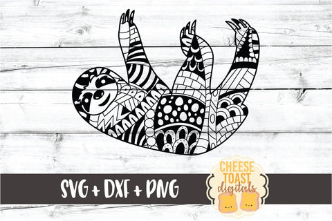 Sloth - Zen Doodle Art - Animal SVG PNG DXF Files SVG Cheese Toast Digitals 