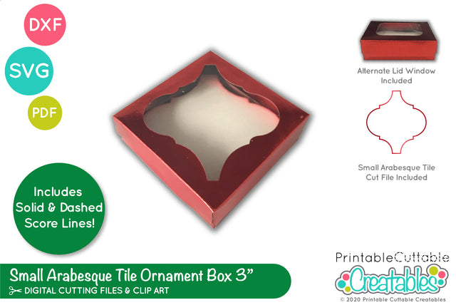 Small Arabesque Tile Ornament Box SVG SVG Printable Cuttable Creatables 