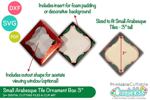 Small Arabesque Tile Ornament Box SVG SVG Printable Cuttable Creatables 