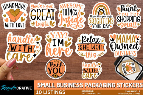 Small Business And Packaging Stickers Bundle Sublimation Regulrcrative 