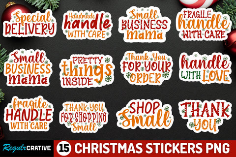 Small Business Christmas Sticker Bundle Sublimation Regulrcrative 