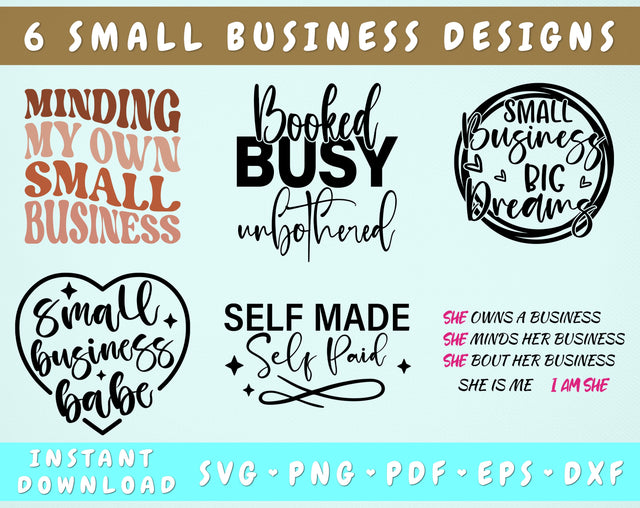 Small Business Owner SVG Bundle, 6 Designs, Boss Lady SVG, Boss Mom SVG, Woman Empowerment SVG Cut Files SVG HappyDesignStudio 