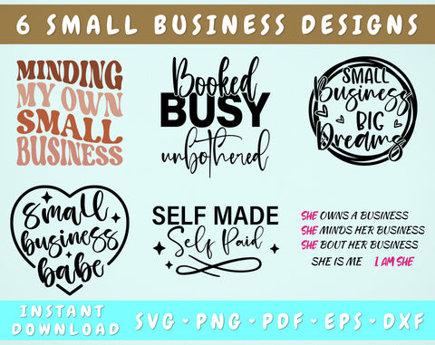 Small Business Owner SVG Bundle, 6 Designs, Boss Lady SVG, Boss Mom SVG, Woman Empowerment SVG Cut Files SVG HappyDesignStudio 