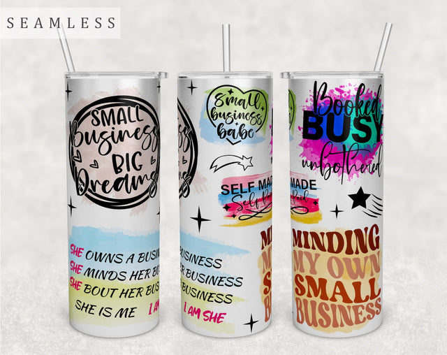 Small Business Owner Tumbler Wrap, 20 Oz Skinny Tumbler Sublimation Design, Seamless Tumbler PNG Sublimation HappyDesignStudio 