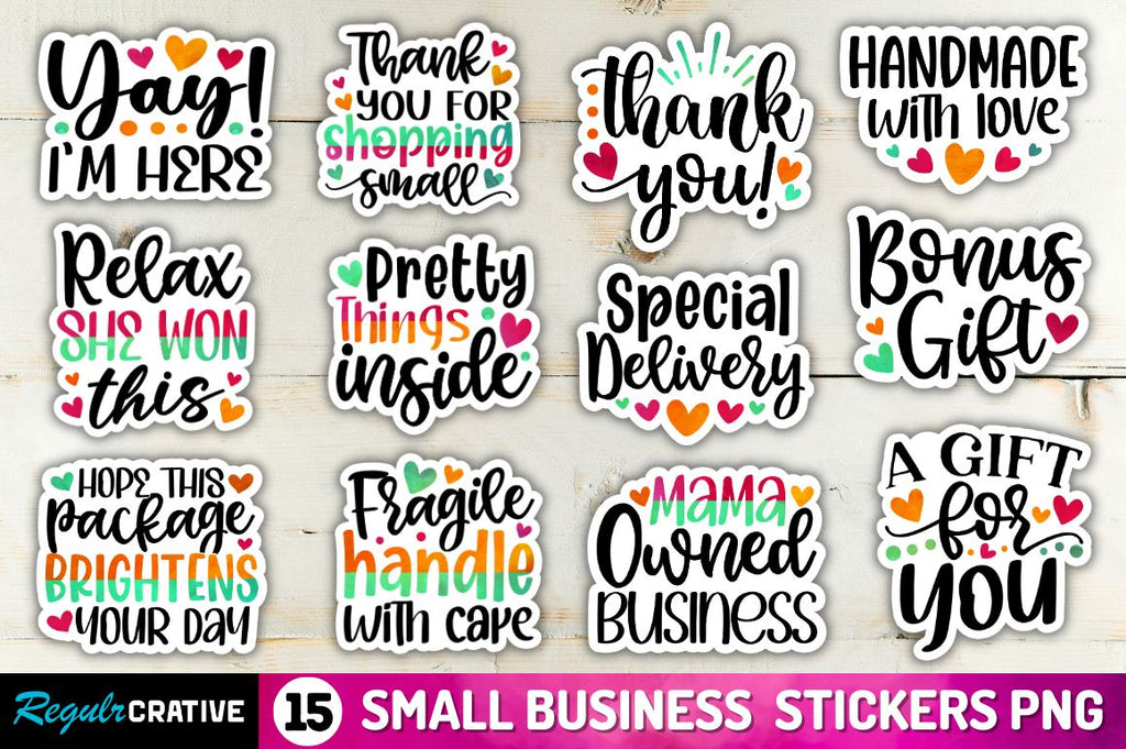 Small Business Printable Stickers Png Bundle - So Fontsy