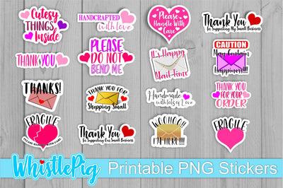 Small Business Sticker Bundle - Print and Cut Stickers - Thank You Stickers Craft Business Stickers Craft Business Mail Stickers Craft Mail Sublimation Whistlepig Designs 