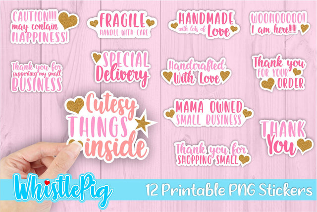 Small Business Sticker Bundle - Print and Cut Stickers - Thank You Stickers Craft Business Stickers Craft Business Mail Stickers Craft Mail Sublimation Whistlepig Designs 