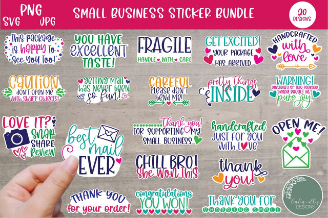 Small Business Sticker Mini Bundle-Thank You Sticker Quotes-PNG Packing Stickers SVG Linden Valley Designs 