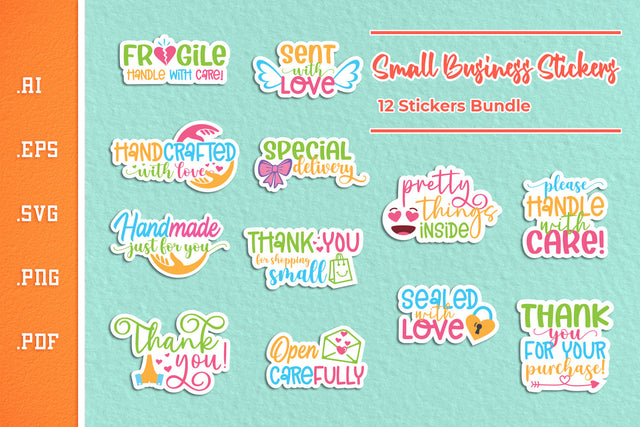Small Business Stickers - 12 Designs Bundle SVG Slim Studio 