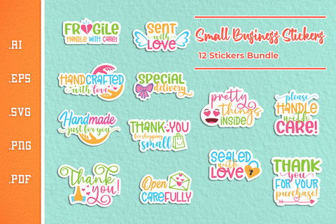 Small Business Stickers - 12 Designs Bundle SVG Slim Studio 