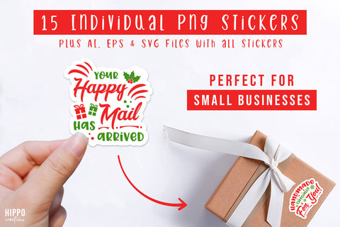 Small Business Stickers Bundle, Christmas Thank You Stickers Sublimation Hippo Creations 