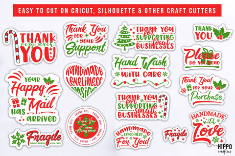 Small Business Stickers Bundle, Christmas Thank You Stickers Sublimation Hippo Creations 