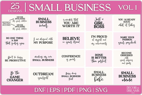 Small Business SVG Bundle | Entrepreneur SVG Bundle | Vol 1 SVG Decor and Dreams 